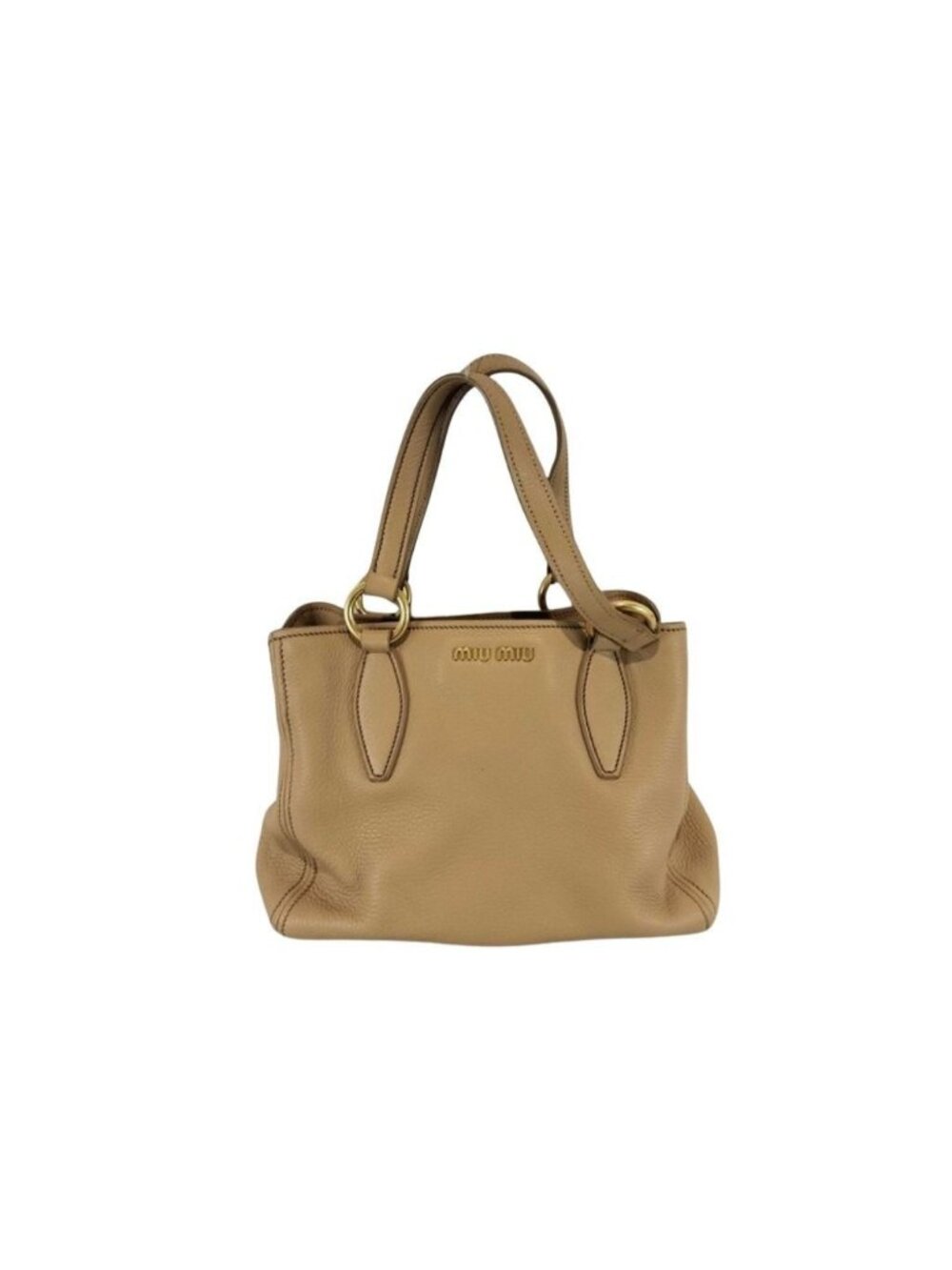 Miu Miu Handbag Beige Leather Gold